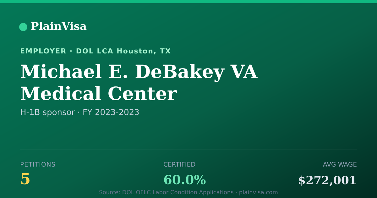 Shareable card for Michael E. DeBakey VA Medical Center | PlainVisa