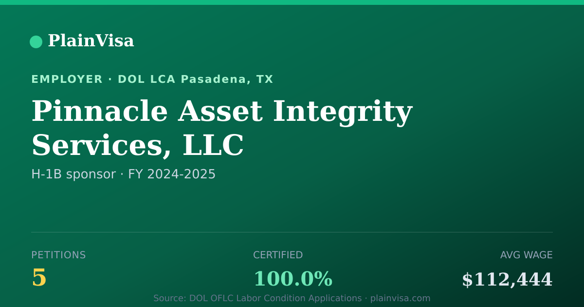 Shareable card for Pinnacle Asset Integrity Services, LLC | PlainVisa
