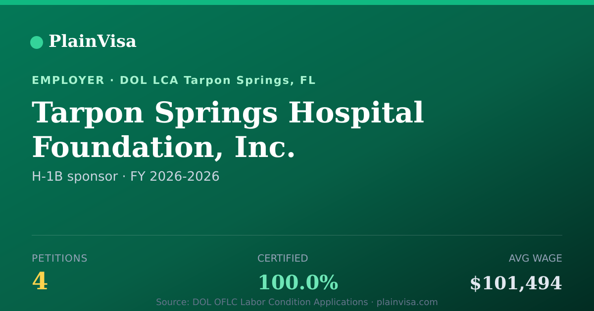 Shareable card for Tarpon Springs Hospital Foundation, Inc. | PlainVisa