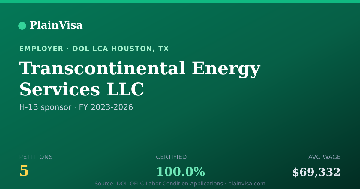 Shareable card for Transcontinental Energy Services LLC | PlainVisa